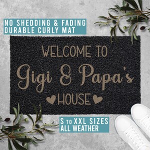 Welcome to Gigi and Papas House Doormat Grandparents Mothers Day Gift Welcome Mat Housewarming Gift All Weather Durable Curly Mat SM0144