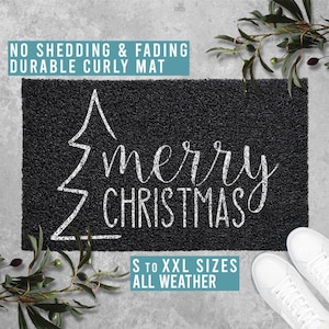 Merry Christmas Doormat Funny Welcome Mat Christmas Tree Decor Christmas Holiday Gift All Weather Durable Curly Mat SM0076