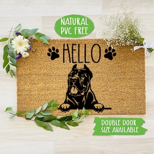 Hello Cane Corso Paw Doormat Cat Dog Welcome Mat Funny Door Mat, Farmhouse Outdoor Rug Custom Doormat, Housewarming Gift CC322