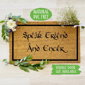 Speak Friend and Enter Doormat, Geek Nerd Funny Doormat, Welcome Mat, Farmhouse Outdoor Rug,Housewarming Gift 18 x 30 CC104
