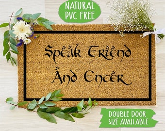 Speak Friend and Enter Doormat, Geek Nerd Funny Doormat, Welcome Mat, Farmhouse Outdoor Rug,Housewarming Gift 18 x 30 CC104