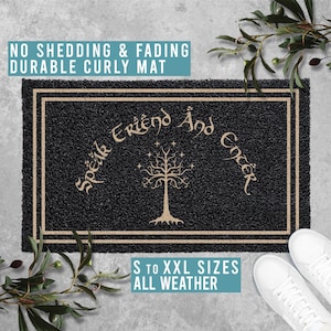 Speak Friend and Enter Doormat Welcome Mat Funny Door Mat Movie TV Show Mat Housewarming Gift All Weather Durable Curly Mat SM0093