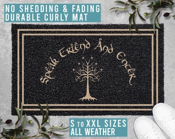 Speak Friend and Enter Doormat Welcome Mat Funny Door Mat Movie TV Show Mat Housewarming Gift All Weather Durable Curly Mat SM0093