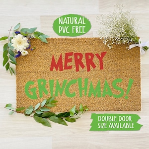 Merry Grinchmas Christmas Doormat, Funny Welcome Mat, The Grinch Decoration, Christmas Door Mat, Christmas Holiday Gift CC111