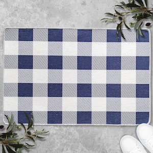 Buffalo Plaid Rug, Layering Rug Under Doormat, Buffalo Check Rug, Welcome Mat, Farmhouse Woven Outdoor Rug, Housewarming Gift LR02