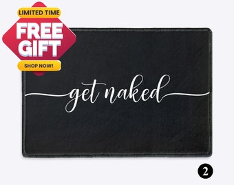 Get Naked Funny Bath Mat Bathroom Rug Bathroom Decor Bath Rug Black White Bath Mat BM001