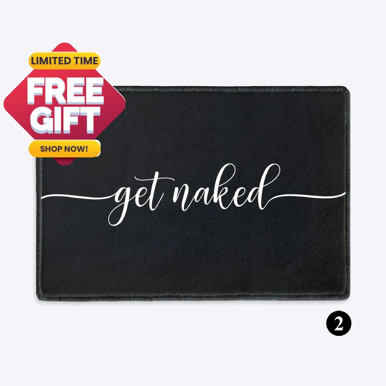 Get Naked Funny Bath Mat Bathroom Rug Bathroom Decor Bath Rug Black White Bath Mat BM001 