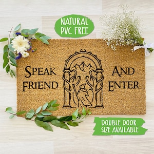 Speak Friend and Enter Doormat, Geek Nerd Funny Doormat, Welcome Mat, Farmhouse Outdoor Rug,Housewarming Gift CC374