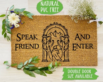 Speak Friend and Enter Doormat, Geek Nerd Funny Doormat, Welcome Mat, Farmhouse Outdoor Rug,Housewarming Gift CC374