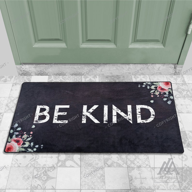 Be Kind Doormat Floral Door Mat Welcome Mat Funny Doormats Custom Doormat Housewarming Gift Personalized Door Mat Closing Gift