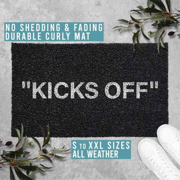 KICKS OFF Hype Black White Sneakers Doormat Welcome Mat Funny Doormat Housewarming Gift All Weather Durable Curly Mat SM0245