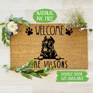 Welcome Cane Corso Paw Personalized Family Name Doormat Funny Dog Mat Farmhouse Custom Doormat, Housewarming Gift CC371