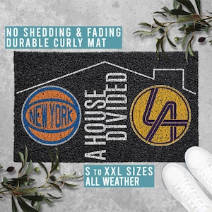 A House Divided Sports Doormat Your Favorite Team Personalized Welcome Mat Man Cave Fathers Day Gift All Weather Durable Curly Mat SM0072