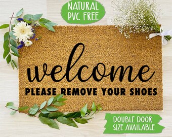 Welcome Please Remove Your Shoes Doormat, Natural Eco Friendly Coir Latex Mat Funny Movie  Welcome Mat, Housewarming Gift CC143