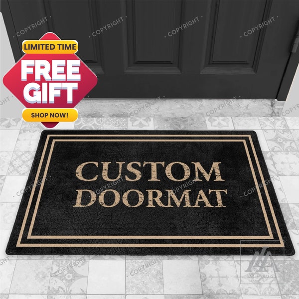Custom Indoor Doormat Your Text Framed Black Custom Doormat, Personalized Doormat, Housewarming Gift, Custom Welcome Mat DM01-001