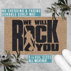 We Will Rock You Doormat Welcome Funny Rock Lyrics Mat Housewarming Wedding Closing Gift All Weather Durable Curly Mat SM0244