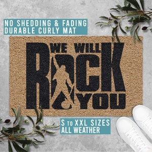 We Will Rock You Doormat Welcome Funny Rock Lyrics Mat Housewarming Wedding Closing Gift All Weather Durable Curly Mat SM0244