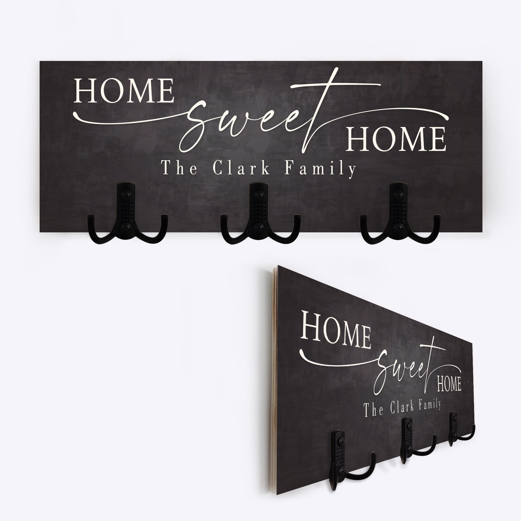 Personalized Wood Key Hanger for Wall Custom Family Name Key Etsy