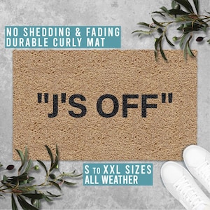 JORDANS J&#39;S OFF Hype Black White Sneakers Doormat Welcome Mat Funny Doormat Housewarming Gift All Weather Durable Curly Mat SM0247