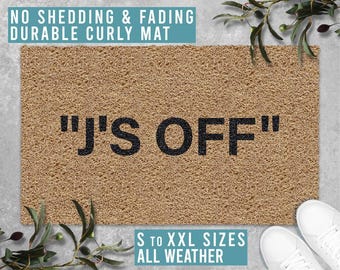 JORDANS J'S OFF Hype Black White Sneakers Doormat Welcome Mat Funny Doormat Housewarming Gift All Weather Durable Curly Mat SM0247