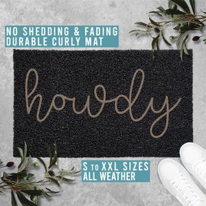 Howdy Doormat Hello Welcome Mat Funny Door Mat Housewarming Gift All Weather Durable Curly Mat SM0225