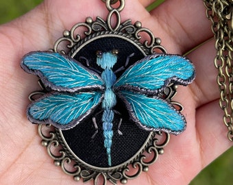 Aqua 3D dragonfly pendant