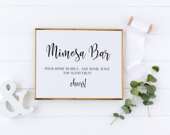 Mimosa Bar Sign, Mimosa Sign, Printable Mimosa Bar, Bridal Brunch Sign, Wedding Mimosa Sign, Instant Download