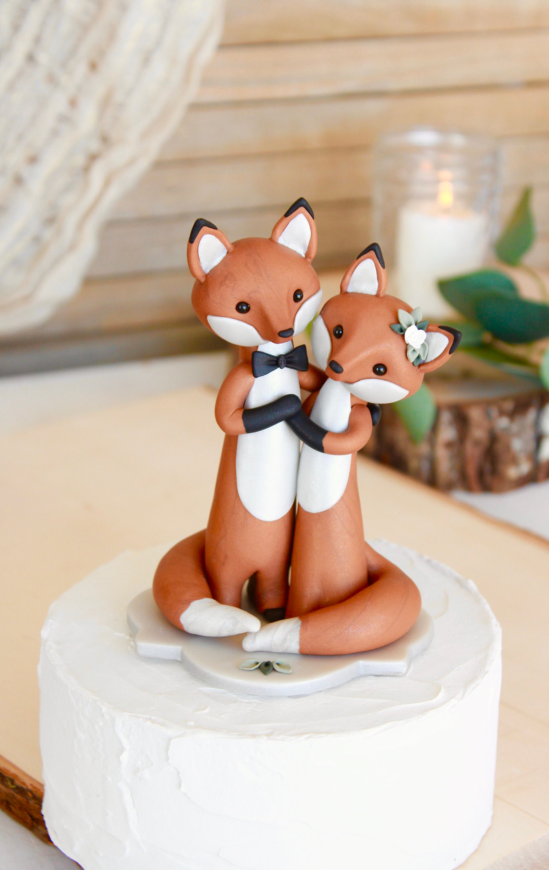 Fox Wedding Cake Topper Rustic Wedding Cake Topper Animal Etsy