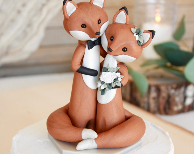Fox Wedding Cake Topper Rustic Wedding Cake Topper Animal Etsy