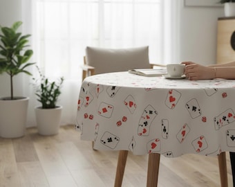 Mantel de naipes, lino de algodón, cubierta de mesa de póquer, mantel redondo y oblongo