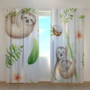 Blackout curtains nursery Custom curtains Sloths curtains