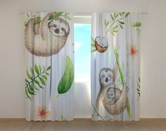 Blackout curtains nursery Custom curtains Sloths curtains