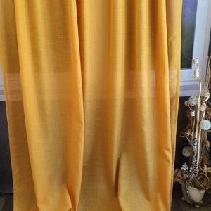 Sheer curtains |  Yellow curtains |  Window curtains | Mustard yellow curtains | Custom curtains | Farmhouse curtains | Linen curtains