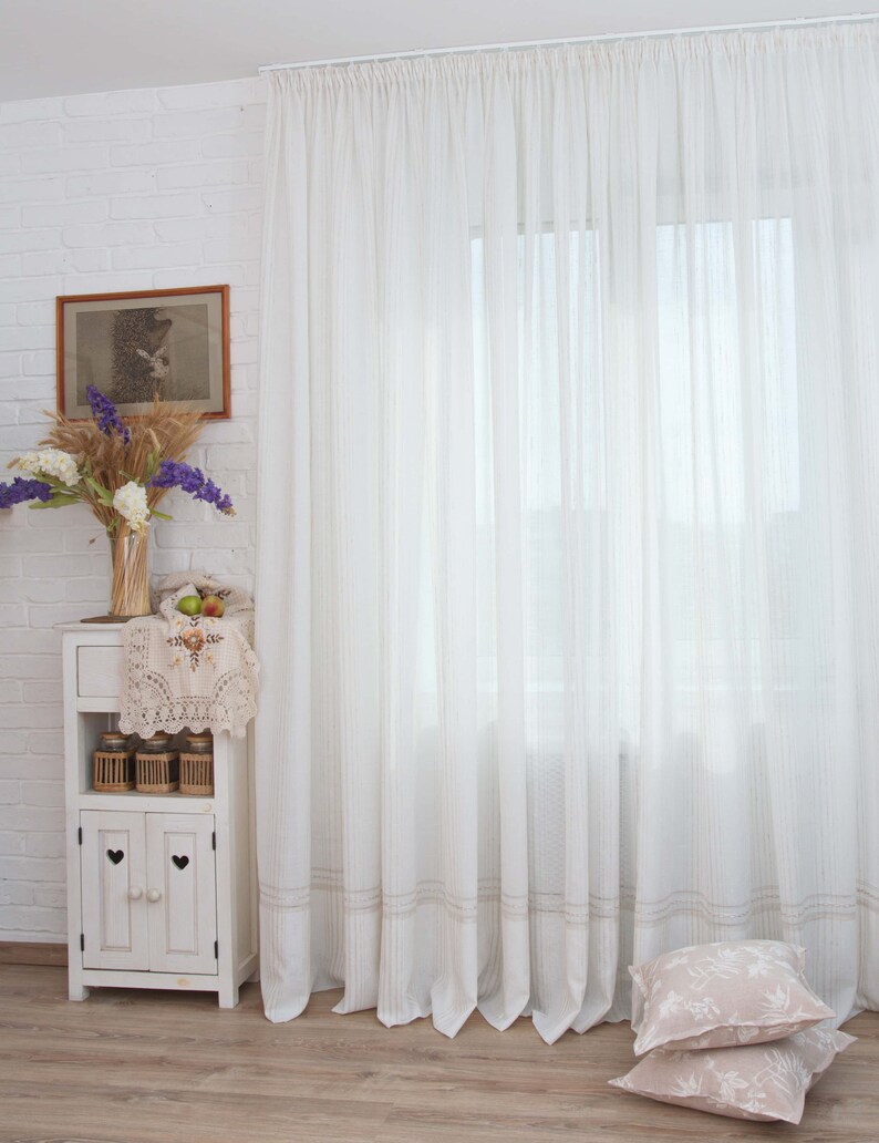 Curtain panels linen curtain sheer curtains farmhouse curtains Drapery Panel Rustic curtains