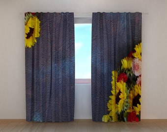 Sunflower window curtains Blackout curtains Custom curtains Unique 3D window curtains Contemporary 3D Window Treatments