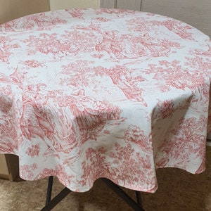 Toile tablecloth custom  Round Oval tablecloth  Rectangle  Square tablecloth Red tablecloth