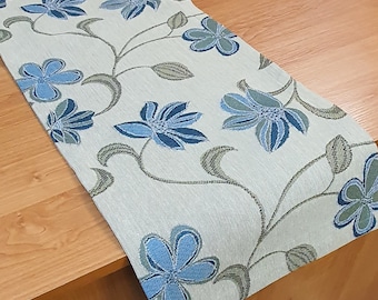 Blue table runner Farmhouse table runner Woven table runner Rustic table runner Flower table runner