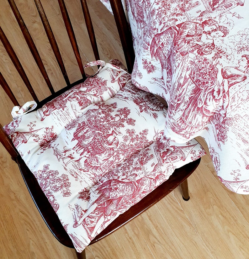 Toile chair cushions Mid century chair cushion Chair pads ...