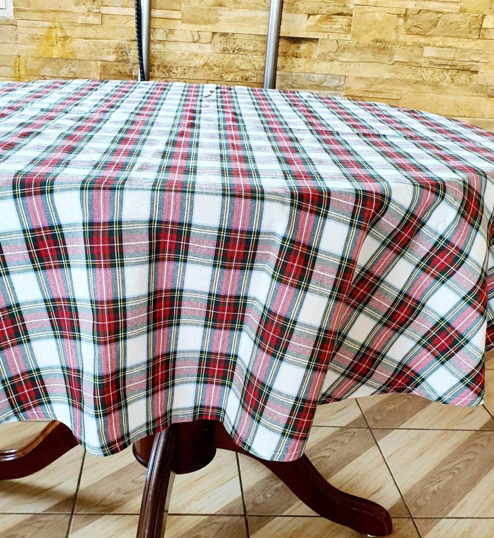 Tablecloth plaid Tablecloth checked Round tablecloth Oval Etsy