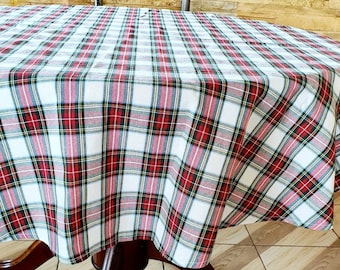 Farmhouse Plaid Tablecloth: Vintage Checkered Cotton