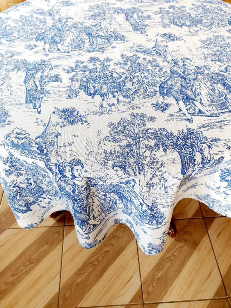 Toile tablecloth Custom tablecloth Blue tablecloth Etsy
