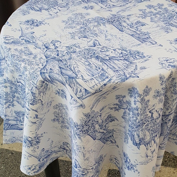 Toile tablecloth Custom tablecloth Blue tablecloth