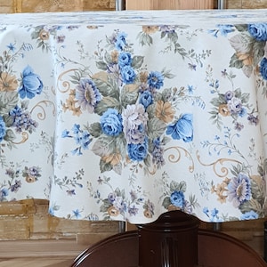 Tablecloth  blue rose Rectangle tablecloth  Round tablecloth Square tablecloth Farmhouse tablecloth  Custom tablecloth Dining tablecloth