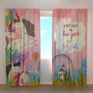 Blackout curtains Kids room curtains Unicorn curtains