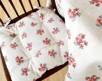 Cojín floral para silla con lazos: estilo de mediados de siglo, 40,6 x 40,6 cm