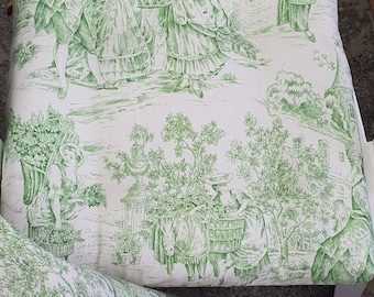 Green toile chair cushions | Mid century chair cushion | Chair pads with ties Custom chair pads