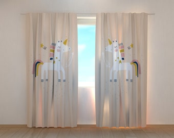 Cortinas opacas de unicornio: decoración personalizada para habitaciones infantiles