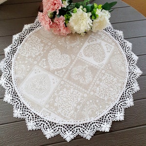 Rundes Tischset 50 cm/20inches mit Spitze Kreis-Servietten Spitzen-Platzdeckchen Tischdecke klein rund Runde Tischsets aus Baumwolle Weihnachts-Tischsets