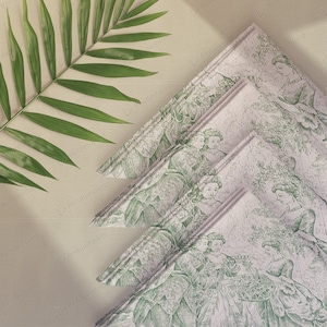 Tovaglioli in tessuto toile verde Tovaglioli in cotone Toile de Jouy Tovaglioli personalizzati Tovaglioli da cena Tovaglioli lavabili Set di 4,6,8 tovaglioli per tovagliette