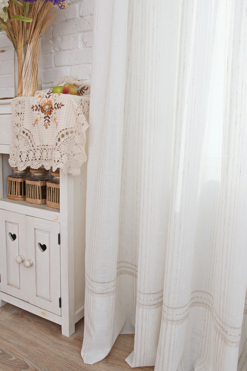 Curtain panels linen curtain sheer curtains farmhouse curtains Drapery Panel Rustic curtains